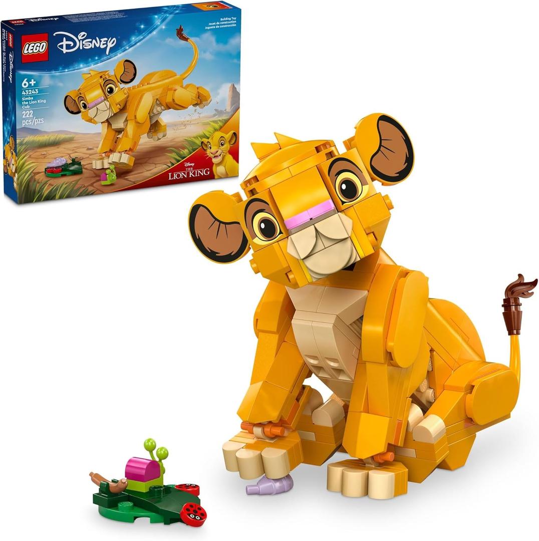 LEGO Disney Simba The Lion King Cub Building Toy - Collectible Play & Display Set - 6 Year Old Girl & Boy Birthday Gift - Detailed Model of Disney Simba - 43243