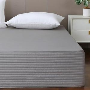 Queen Bed Skirt-Box Spring Cover with 14 Inch Tailored Drop,Wrinkle and Fade Resistant Hotel Wrap Around Bed Skirts,Bed Frame Cover (Horizontal Stripe Gray, Queen)