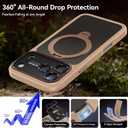 For iPhone 17 Pro Case: 360 Spin Magnetic Stand, Camera Protection (Compatible with MagSafe) [18FT Military Protection] Shockproof Matte Translucent Phone Cover for iPhone 17 Pro 6.3", Gold