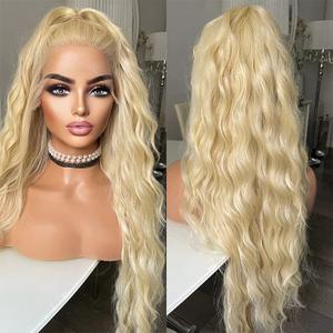 ELESTY 13 * 3.5 Blonde 613 Color Synthetic Lace Wigs For Women Glueless Long Loose Curly Free Part Lace Front Wigs Cosplay Drag Queen Wigs