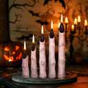 Halloween Taper Candles - Novelty Finger Candle Sticks for Holiday Decorations (Skeleton Primary Color)