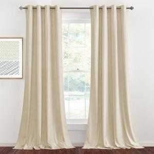 StangH Beige Velvet Curtains Farmhouse Decor for Living Room, 2 Panels Light Diffusing Drapes Privacy Added for Bedroom Grommet Vertical Door Curtains for Basement/Nursery, W52 x L90