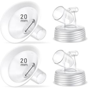 2 Packs 20mm Flange Set, Updated Soft Rim Shield and Wide Mouth Base Connector Pump Parts for Spectra S2 Spectra S1 9 Plus Breastpumps Accessories, 106 Degree Wider Opening Angel