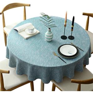 Heavy Weight Round Tablecloth, Decorative Solid Color Table Cover, Cotton Linen Table Cloth for Kitchen Dining Home Tabletop Decoration, Blue Gray, Round - 62"