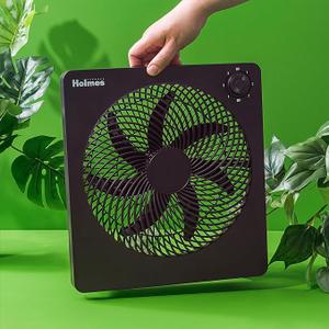 HOLMES 10" Personal Fan, Rechargeable Battery, 3 Speed Settings, Lightweight and Portable, USB Cable, Carrying Handle, Home and Office, Black Finish, Black