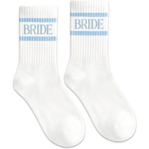 Mr&MrsGifts Bride Socks Wedding Gifts Bridal Shower Gift for Bride to be, Engagement Gift, Bachelorette Party Accessories (White)