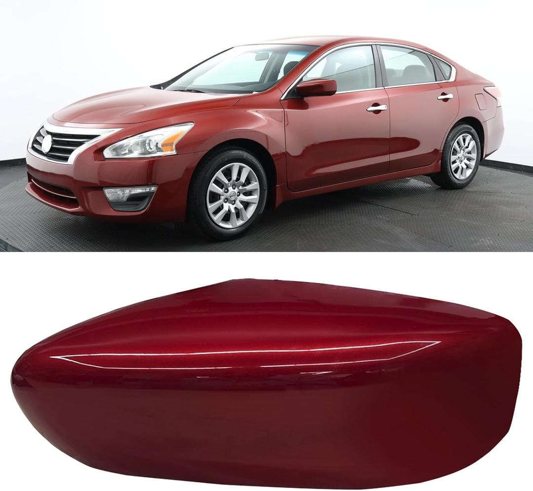 Moonlinks Compatible with Nissan Altima Mirror Cover Replacement 2013 2014 2015 2016 2017 2018, Red Mirror Cap Trim Without Turn Signal Light for Left Driver Side
