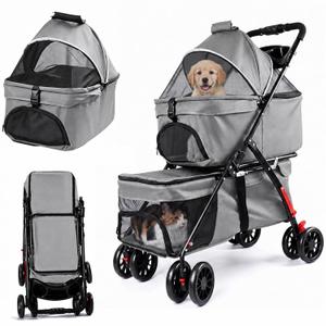 Cat Strollers for 2 Cats, Double Dog Stroller, Pet Stroller (Light Grey)
