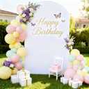 6.6FT White Arch Backdrop Cover - Polyester Fitted Wedding Arch Stand Covers Round Top Chiara Arch Backdrop Cover for Party Birthday Banquet Photo Background Decoration