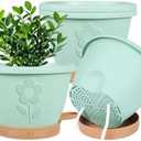 XMPBFYH Plant Pots, Flower Pots for Indoor/Outdoor Plants, Self Watering Plastic Planters Pots with Drainage Holes, Saucer & Reservoir, Decorative Nursery Planting Pots(10 Inch Set of 4)