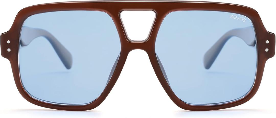 SOJOS Retro Square Polarized Aviator Sunglasses Womens Mens Trendy Vintage Aviators Shades SJ2613