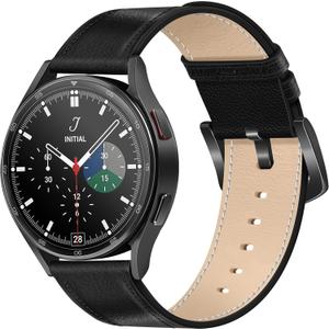 Leather Band for Men Compatible with Samsung Galaxy Watch 7/6/5/4/Active 2 40mm 44mm/Watch 6 Classic 43mm 47mm/Watch 5 Pro 45mm/Watch 4 Classic 42mm 46mm, 20mm Wristband Replacement Strap