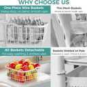 5 Tier Kitchen Fruit Vegetable Storage Cart with Rotating Basket, Rolling Rack Shelf Organizer Floor Stand on Wheel for Snack Spice Produce Veggie Onion Potato Bin, Vianderos Para Cocina, White
