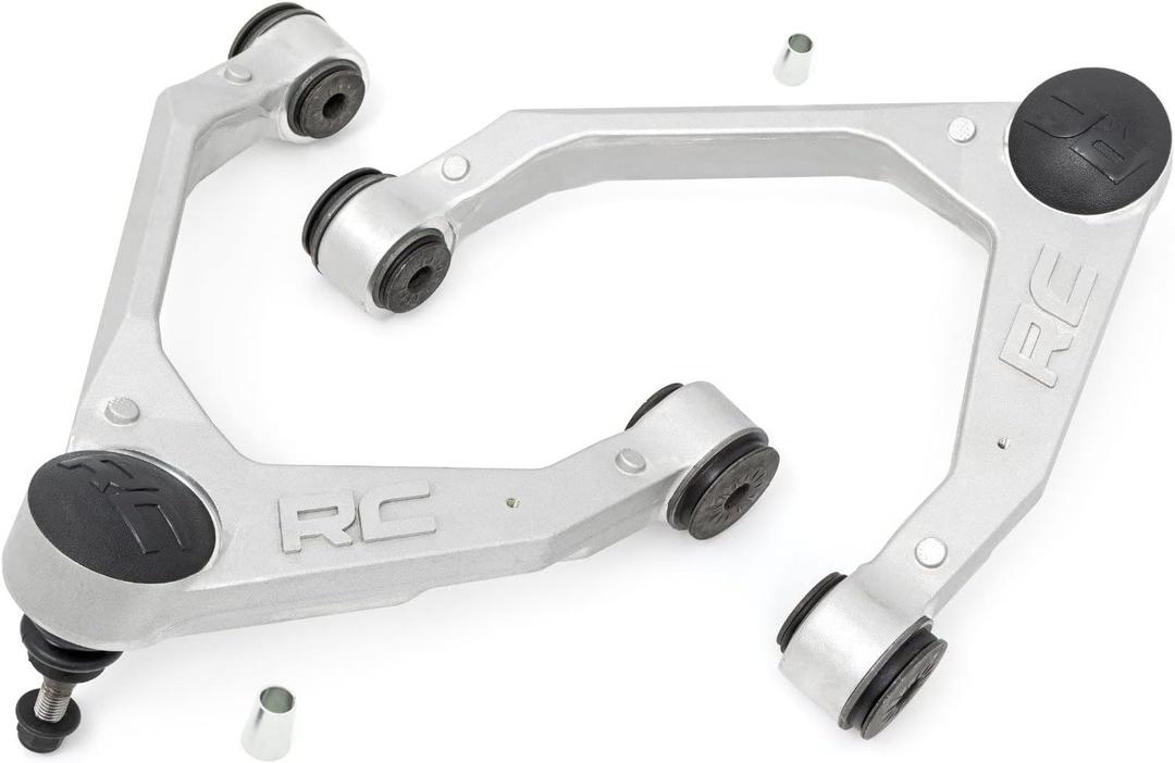 Rough Country Forged Aluminum Upper Control Arms for Chevy Silverado GMC Sierra 1500 (2007-2018) OE Upgrade, 2-Pack, Silver