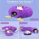 Cat Tunnel Bed for Indoor Cats - Cute Cat Donut Tunnel with Washable Circle Cushion - Multi-Purpose Cat Bed & Peekabo Cave, Pet Playground Toys for Kittens, Puppy, Rabbit