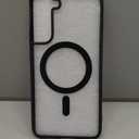 GOTBAC Wireless Charging Matte Candy Clear Case for Samsung Galaxy S23 S22 Plus Ultra Acrylic Bumper Magnetic Compatible,Black,for S22