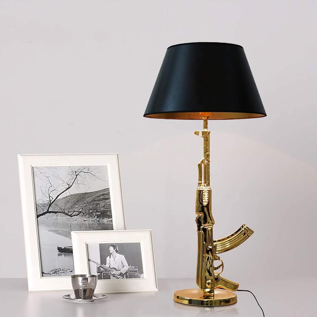 Golden Desk Lamp Night Light Cool Table Lamp Modern Gold Lamp for Desk in Bedroom Hotel Living Room Guest Room Children's Room (AK Lamp)