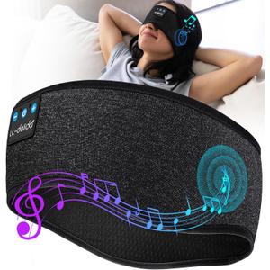 LC-dolida Sleep Headphones Bluetooth Headband, Sweat Resistant Sports Wireless Earphones, Ultra-Thin HD Stereo Black Headband Speaker Sleeping Eye Mask for Women Men Teen Running Cool Gadgets