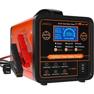 12V/24V Car Battery Chargers Heavy Duty, 0-20A Automatic Battery Maintainer with Auto Shutoffs, Repair, Winter Mode, Smart Trickle Charger for Automotive Car Truck Motorcycle RV AGM Deep Cycle (Orange)