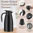 Essenya 2 PCS 68 OZ Thermal Coffee Carafe, Insulated Stainless Steel Coffee Carafe Double Walled Vacuum Thermal Pot Flask with Brushes for Keeping Hot Coffee Tea Home and Office (Black)