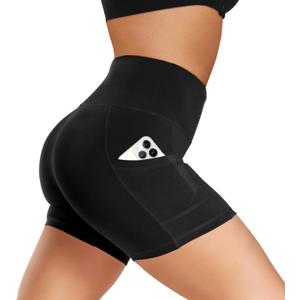 Biker Shorts Women with Pockets - 3"/5"/8" High Waisted Soft Tummy Control Workout Shorts for Yoga Athletic Gym (XX-Large, Black)