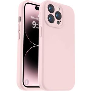 Vooii Compatible with iPhone 14 Pro Case, Liquid Silicone Upgrade [Camera Protection] [Soft Anti-Scratch Microfiber Lining] Shockproof Phone Case for iPhone 14 Pro 6.1 inch - Chalk Pink