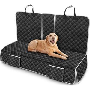 Dog Car Seat Cover Compatible with Toyota Corolla Camry Avalon Prius LE XLE Hybrid SE XSE Sedan Back Seat Accessories 2000-2026, Waterproof Pet Bench Backseat Covers with Non-Slip Backing, Black Grey