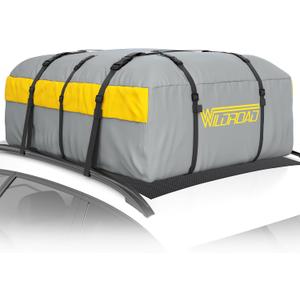 Car Roof Bag Rooftop Cargo Carrier, 21 Cubic Feet Waterproof Roof Luggage Cargo Carrier Bag with Anti-Slip Mat for All Cars Vehicles SUV with/Without Rack (with 2PCS 4M Ratchet Straps)