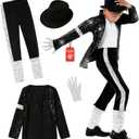 Morph Popstar Costume for Kids, 80s Disco Outfits for Boys, Retro Costume Boys, 80s Party Wear, Halloween Costumes for Kids (Medium)