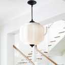 YESIDS Antique Black Milk Glass Ceiling Light Fixture - 9.8 Inch Vintage Semi Flush Mount Pendant Light for Kitchen, Hallway, Bedroom, Dining Room