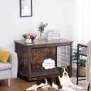 DWANTON Dog Crate Furniture with Cushion, Wooden Kennel Table with Double Doors, Indoor Dog House, Large Size, 38.5" L, Rustic Brown