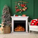 27 Electric Fireplace Mantel Freestanding Electric Fireplace, Remote Control, Adjustable Led Flame, 750W/1500w White (Cream)
