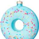2 x Joiedomi Donut Food Mini Christmas Ornaments Blue, Snacks Blown Glass Small Ornament for Christmas Tree Hanging Outdoor Decorations Indoor, Xmas Blue Candy Party Favors