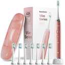 Aquasonic Vibe Series Ultra-Whitening Toothbrush – ADA Accepted Electric Toothbrush - 8 Brush Heads & Travel Case – 40,000 VPM Motor & Wireless Charging - 4 Modes w Smart Timer – Satin Rose Gold