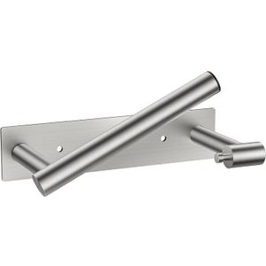 FORIOUS Adhesive Toilet Paper Holder Brushed Nickel, Self Adhesive or Wall Mounted Options, Stainless Steel Rustproof Stick on no Drilling Pivoting Toilet Tissue Roll Holder Wall Mount for Bathroom
