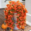 HyeFlora Bougainvillea Artificial Hanging Flowers Plants for Outdoors Winter Decoration, 2pcs Faux Bougainvillea Vines Orange Fake Flowers Realistic UV Resistant Silk Flowers for Outside Planter Yard