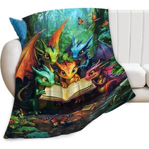 Dragon Blanket, Dragons Throw Blankets, Dragon Gifts for Boys Girls Women Men Lover Adult Cozy Fleece Flannel Bedding Stuff Animal Plush for Couch Sofa Bed Decor 50"X40"