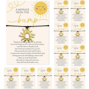 Tondiamo 25 Sets Baby Shower Favor for Guest Adjustable Bracelet Thank You Message from The Bump Card Gold Sun Wish Charm Bracelet for Gender Reveal Return Gift Here Comes The Son Party Favor