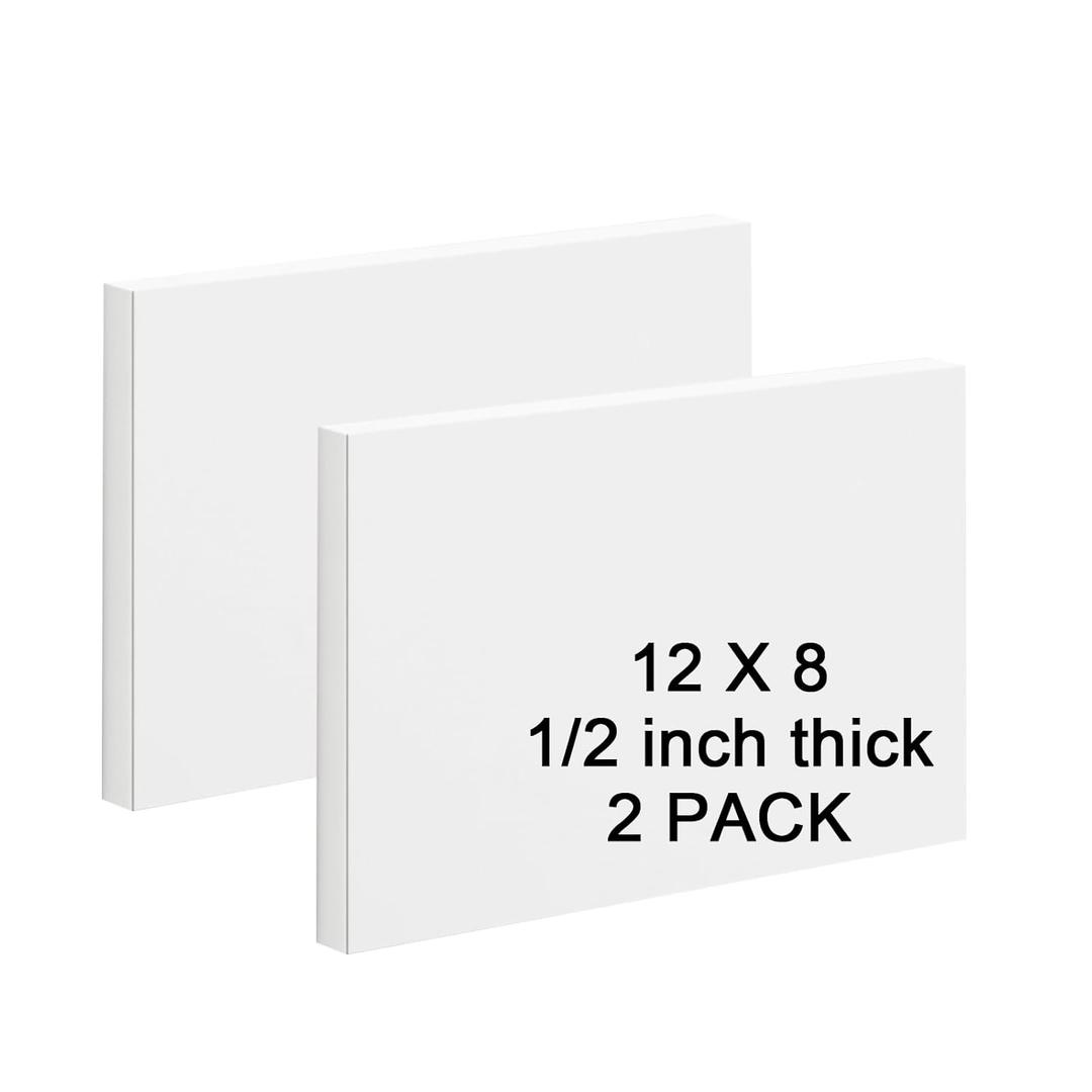 HDPE Sheet 1/2-2PCS 12" x 8" High Density Polyethylene Sheets with Protective Film 1/2 Thick HDPE Plastic Sheet Board Solid Plastic Block for Flat Panel DIY Projects Machining Home (White)