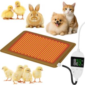 Chicken Heated Pads, Pet Heating Pad, Small Animal Indoor Outdoor Heating Pad, Waterproof, Warming Nesting Pad for Cat Dog Rabbit Chick Brooder Chicken Coop, Heating Plate for Pets (12" x 16" Brown)