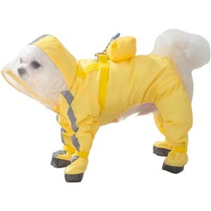 Full Coverage Small Dog Raincoat, Waterproof with Four-Leg Protection, Ideal for Teddy Bears, Includes Waterproof Mini Backpack (Yellow, Medium(Suggest Weight 5.5-8.8lb))