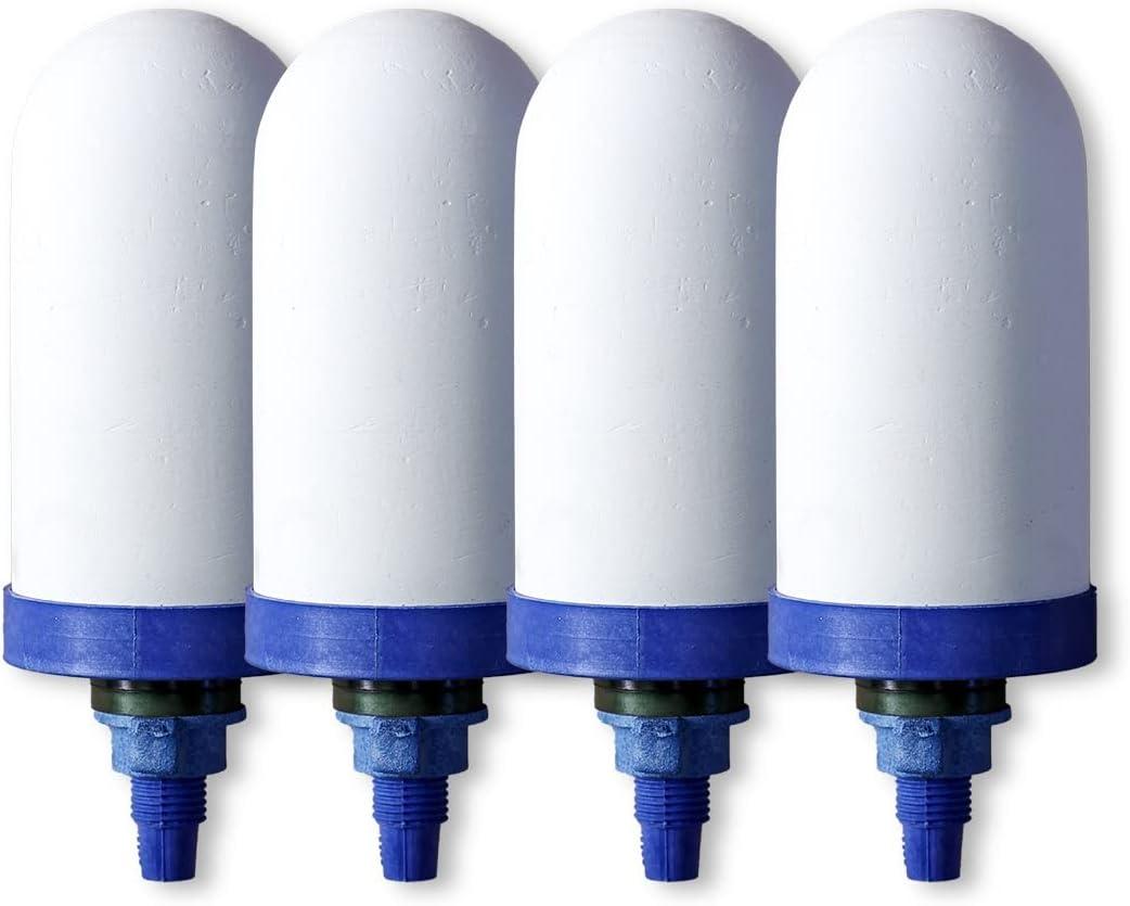 AquaEasy 4 Inch Ceramic Water Filter Candles (Pack of 4) Replacement Filter for Gravity water filtration system | Household Water Bucket Filtration System | Suits all major brands |