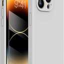 Miracase Designed for iPhone 14 Pro Case with Screen Protector, [Upgraded Camera Protection], Shockproof Liquid Silicone Rubber Phone Case Cover for 14 Pro 6.1 inch, Moonlight White