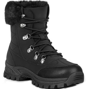 Women's Waterproof Winter Snow BootsWarm Faux Fur Lined Insulated Lightweight Non-Slip Lace-Up Mid-Calf Booties, 10