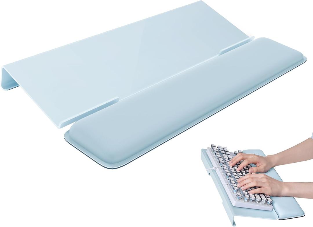 Laborio Computer Keyboard Stand for Desktop, Keyboard Wrist Rest Holder Stand for Easy Typing with Wrist Pad for Office Desk, Home, School(Blue)
