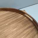 FramePro Large Round Wooden Coffee Table Trays 20" - Multi-Functional Home Decor Ottoman Serving Platter Carbonized Black