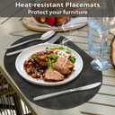 ADRIMER Placemats, Heat Resistant Oval Placemats Set of 6 Washable 12 x 17 Inch, Waterproof Table Mats, Wipeable Pu Place Mats for Kitchen, Dark Grey