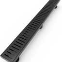 28 Inch Linear Shower Drain Rectangular Floor Drain with Accessories Capsule Pattern Cover Grate Removable SUS304 Stainless Steel CUPC Certified Matte Black