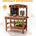 Mud Kitchen for Outdoor, Wooden Outdoor Pretend Kitchen with Sink, Water Slide, Faucet, Stove, Chalkboard and Storage Shelves M3