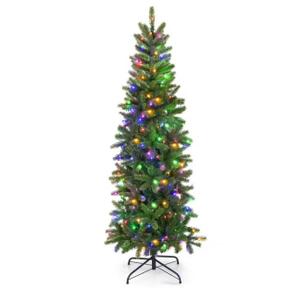 5FT Pre-Lit Hinged Artificial Christmas Tree With 390 Tips & 180 Multicolor Lights
